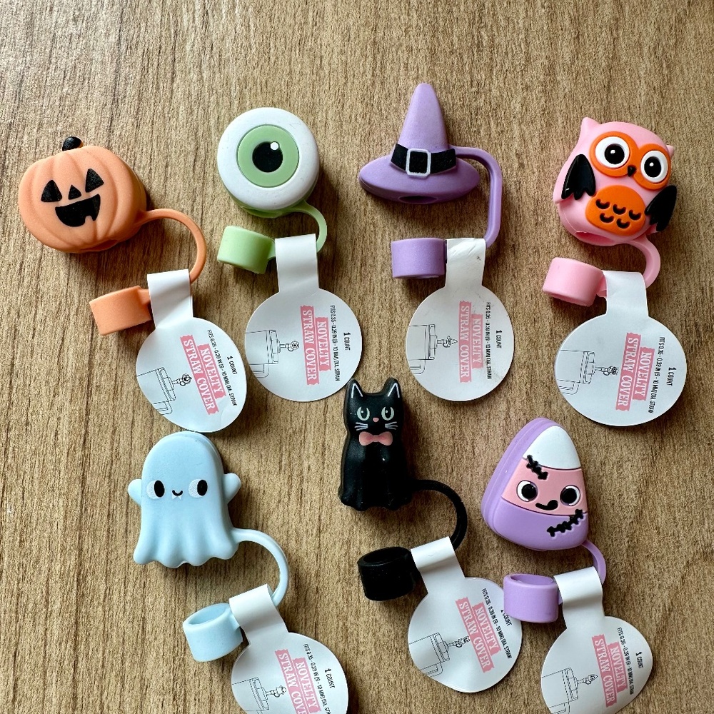 Halloween Straw Toppers - Set of 7